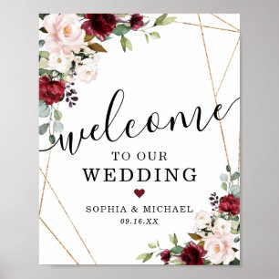 Affiche de bienvenue florale Abstraite de Bourgogn