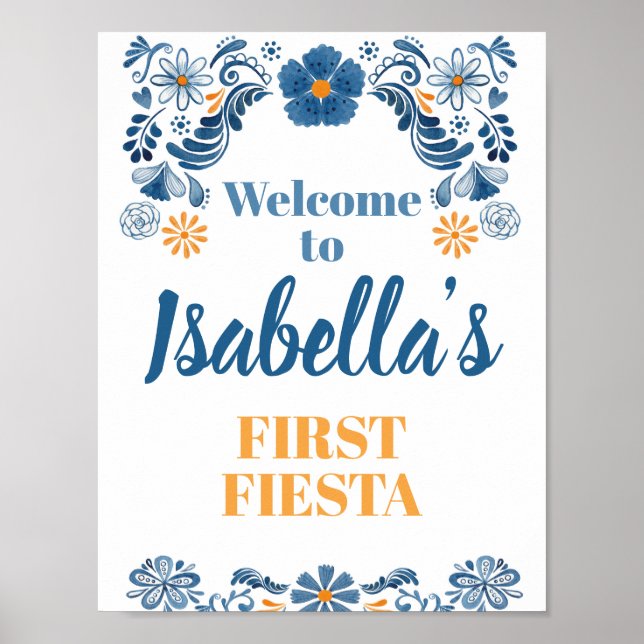 Affiche de bienvenue florale Fiesta (Devant)