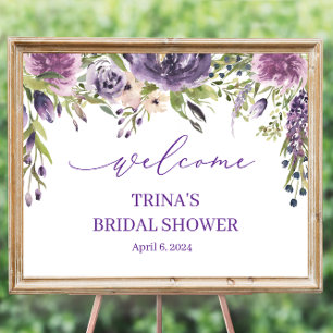 Affiche de bienvenue florale pourpre