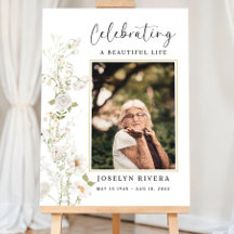 Affiche de bienvenue funéraire florale, puits comm