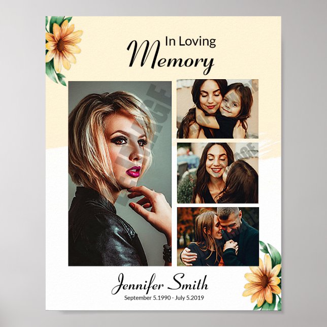 Affiche de bienvenue funéraire Signet photo Collag (Devant)