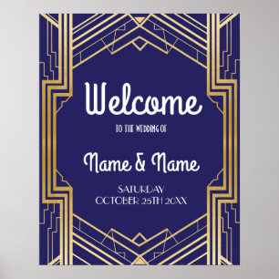 Affiche de bienvenue Gatsby Art Déco Or Affiche de