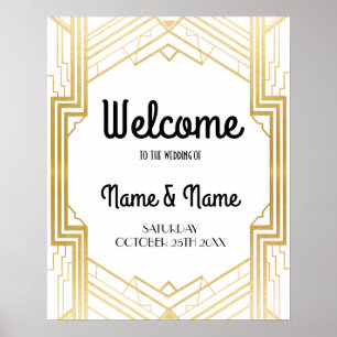 Affiche de bienvenue Gatsby Art Déco Or Affiche de