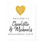 Affiche de bienvenue Gold Foil Heart Engagement Pa
