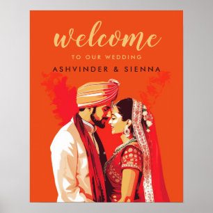 Affiche de bienvenue indienne Mariage Couple
