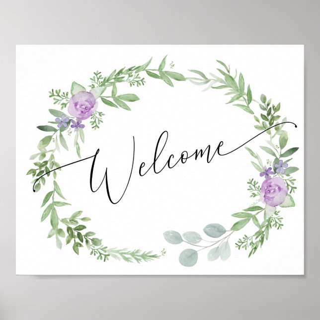 Affiche de bienvenue lavande - mariage ou douche (Devant)