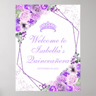 Affiche de bienvenue Lilac Floral Quinceanera