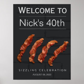 Affiche de bienvenue Man Birthday Party, Bacon Par