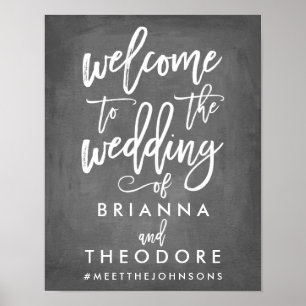 Affiche de bienvenue Mariage à main chic