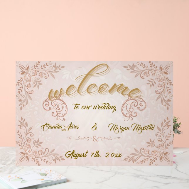 Affiche de bienvenue Mariage acrylique avec Floral (Mariage)