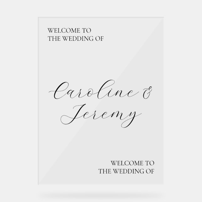 Affiche de bienvenue Mariage acrylique propre et m (Recto)