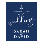 Affiche de bienvenue Mariage Ancre bleu marine