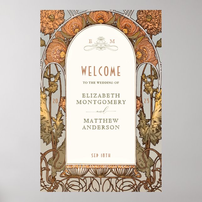 Affiche de bienvenue Mariage Art Nouveau Vintage p (Devant)