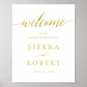 Affiche de bienvenue mariage avec Elegant Faux Gol