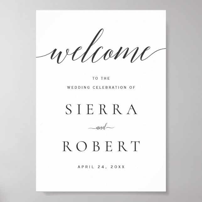 Affiche de bienvenue mariage avec élégant script n (Devant)