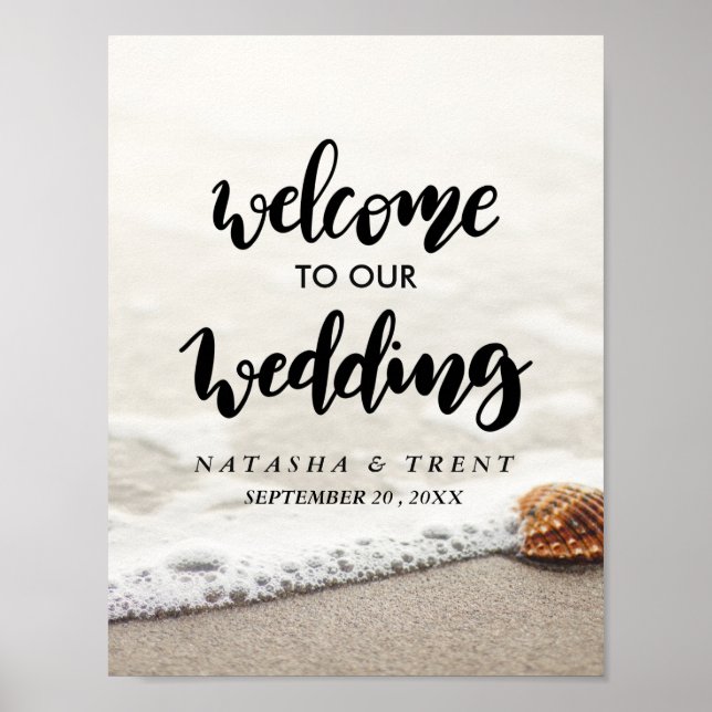 Affiche de bienvenue Mariage Beach Waves (Devant)