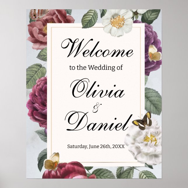 Affiche de bienvenue Mariage Beurre en fleur Vinta (Devant)