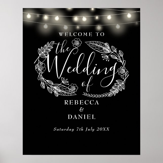 Affiche de bienvenue Mariage Black And White (Devant)