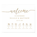 Affiche de bienvenue Mariage blanc et or avec chro
