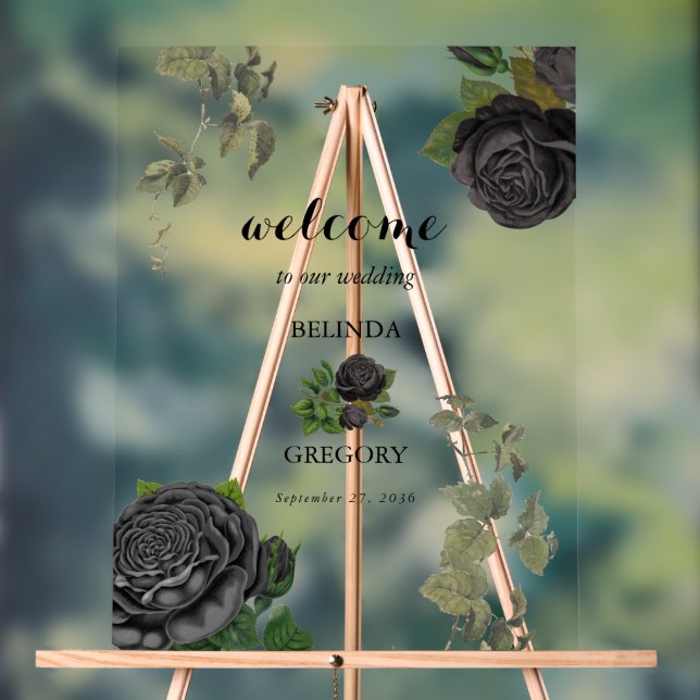 Affiche de bienvenue Mariage blanche Rose gothique (Neutre)