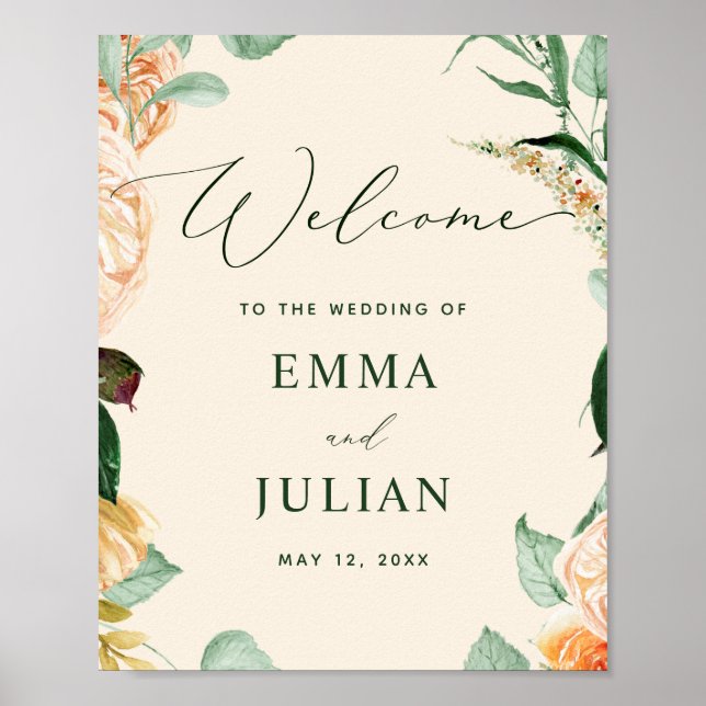 Affiche de bienvenue Mariage Botanique Boho Greene (Devant)
