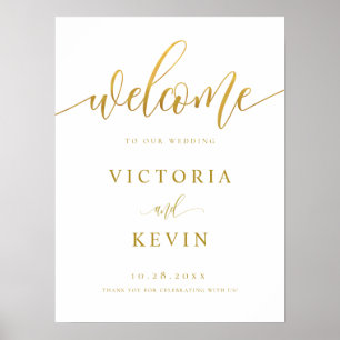 Affiche de bienvenue Mariage Calligraphy Gold
