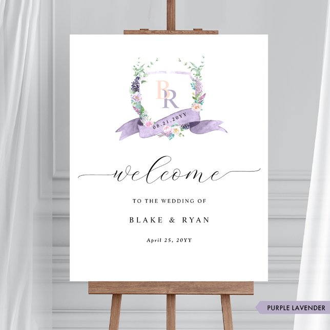 Affiche de bienvenue Mariage chic Lavender Purple  (Créateur téléchargé)