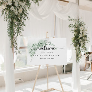 Affiche de bienvenue Mariage classique Eucalyptus 