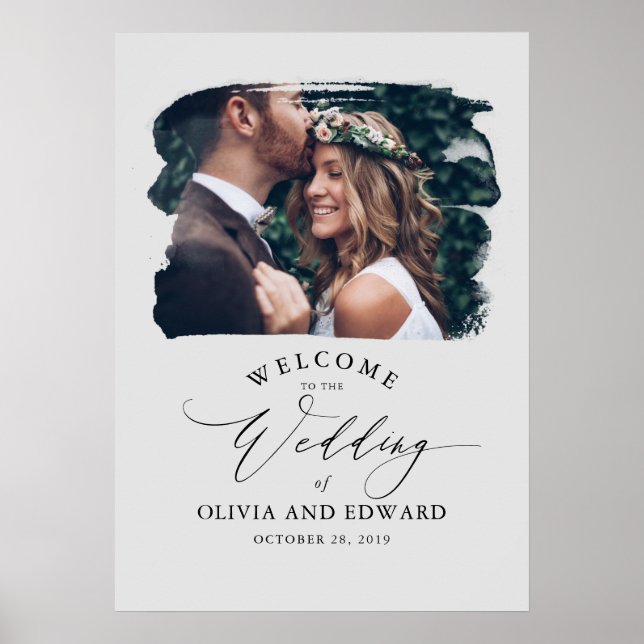 Affiche de bienvenue Mariage Couples Photo Grey (Devant)