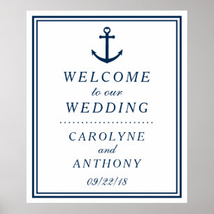 Affiche de bienvenue Mariage d'Ancres nautiques Ma