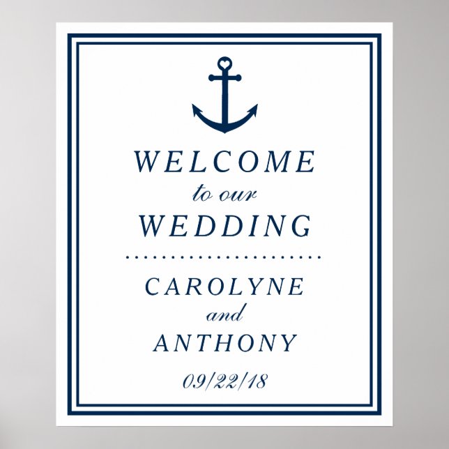 Affiche de bienvenue Mariage d'Ancres nautiques Ma (Devant)