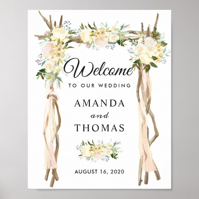 Affiche de bienvenue Mariage d'Arche d'Arc Floral  (Devant)
