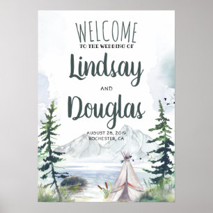 Affiche de bienvenue Mariage d'aventure Boho Mount