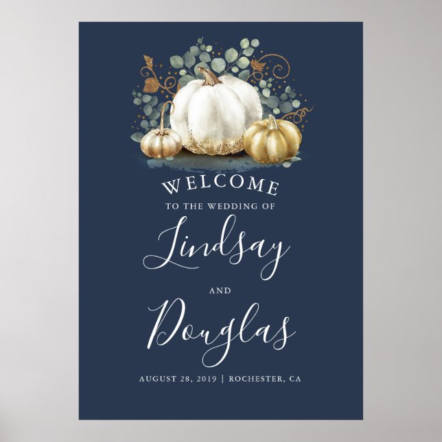 Affiche de bienvenue Mariage de automne Citrouille (Devant)