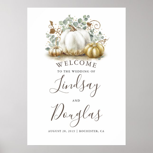 Affiche de bienvenue Mariage de automne Citrouille (Devant)