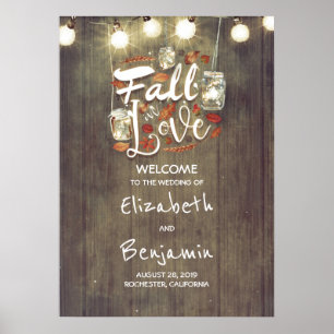 Affiche de bienvenue Mariage de automne rustique
