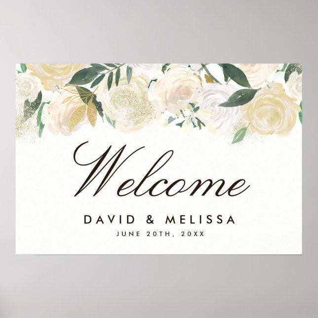 Affiche de bienvenue Mariage de bois romantique (Devant)