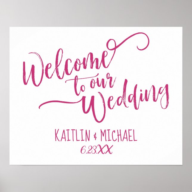 Affiche de bienvenue Mariage de calligraphie bross (Devant)