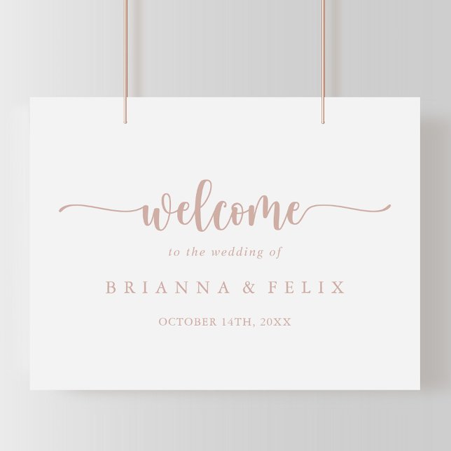 Affiche de bienvenue Mariage de calligraphie or ro (Créateur téléchargé)