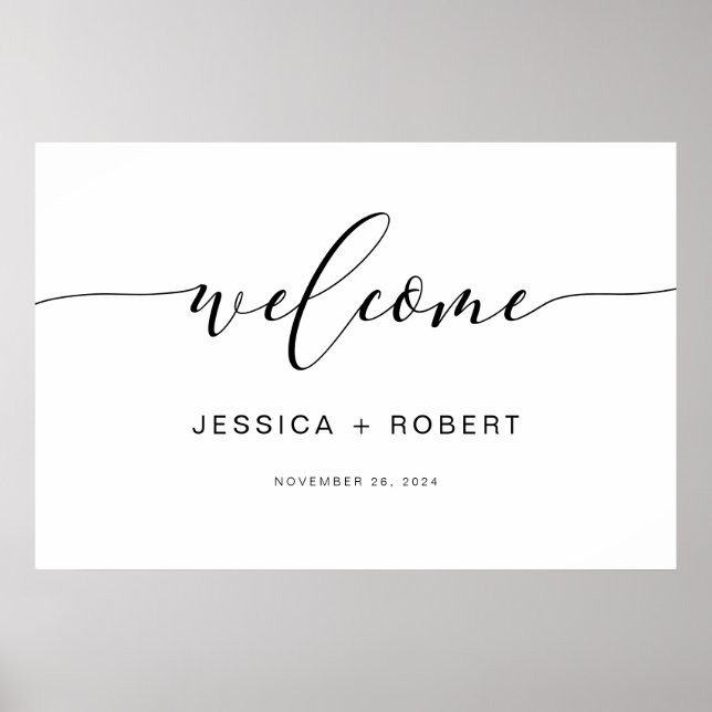 Affiche de bienvenue Mariage de calligraphie russe (Devant)