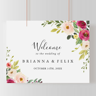 Affiche de bienvenue Mariage de couleur rose rose