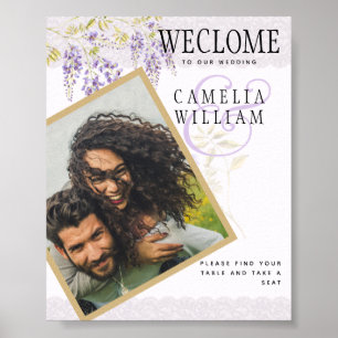 Affiche de bienvenue Mariage de dentelle de purple