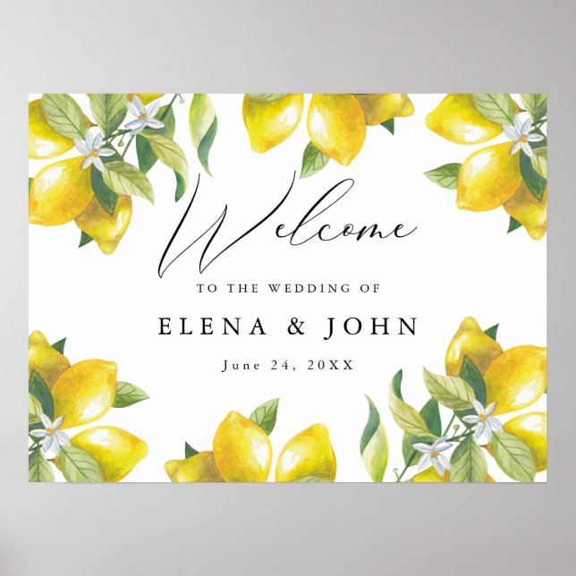 Affiche de bienvenue Mariage de fleurs de citron d (Devant)