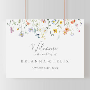 Affiche de bienvenue Mariage de fleurs sauvages Mu
