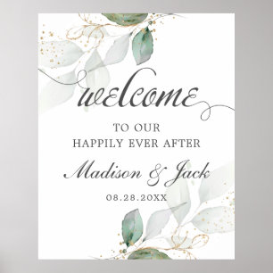 Affiche de bienvenue Mariage de Foliage d'or rusti