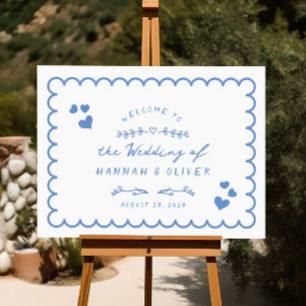 Affiche de bienvenue Mariage de gribouillages illu
