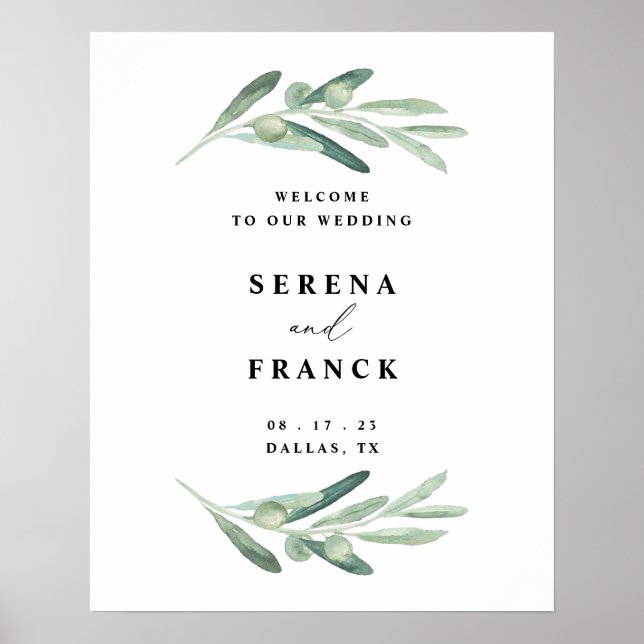 Affiche de bienvenue Mariage de la branche d'olivi (Devant)