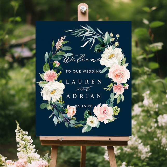 Affiche de bienvenue Mariage de la couronne floral (Créateur téléchargé)