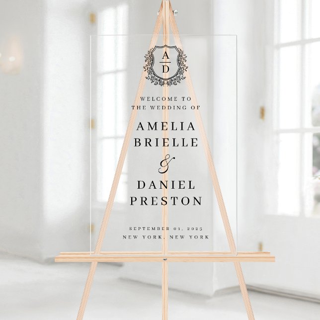 Affiche de bienvenue Mariage de la crête de monogr (Créateur téléchargé)