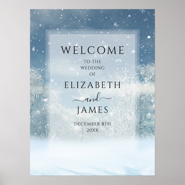 Affiche de bienvenue Mariage de la forêt de neige  (Devant)